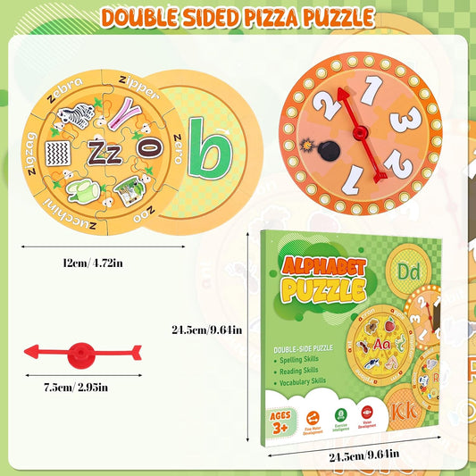 Alphabet Pizza Puzzles, 156 Common Sight Words 1 Number Puzzle, Learning Phonics Games, ABC Learning Puzzles for Kids Aged 3-5 Kindergarten Preschool Education Boys Girls Gifts