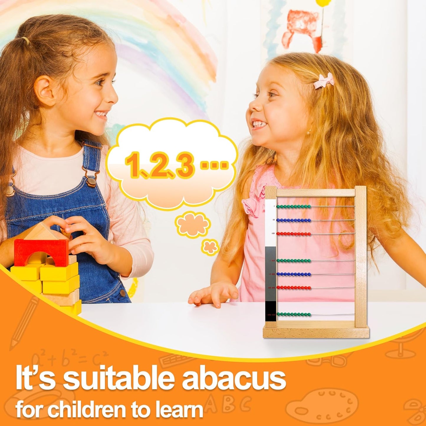 MONTESSORI OUTLET Wooden Small Bead Frame Abacus for 3 Year Old Boys Girls Kids Toddlers Math, Educational Counting Toy,Mathematics Toy Beads Game for Preschool and Homeschool Children