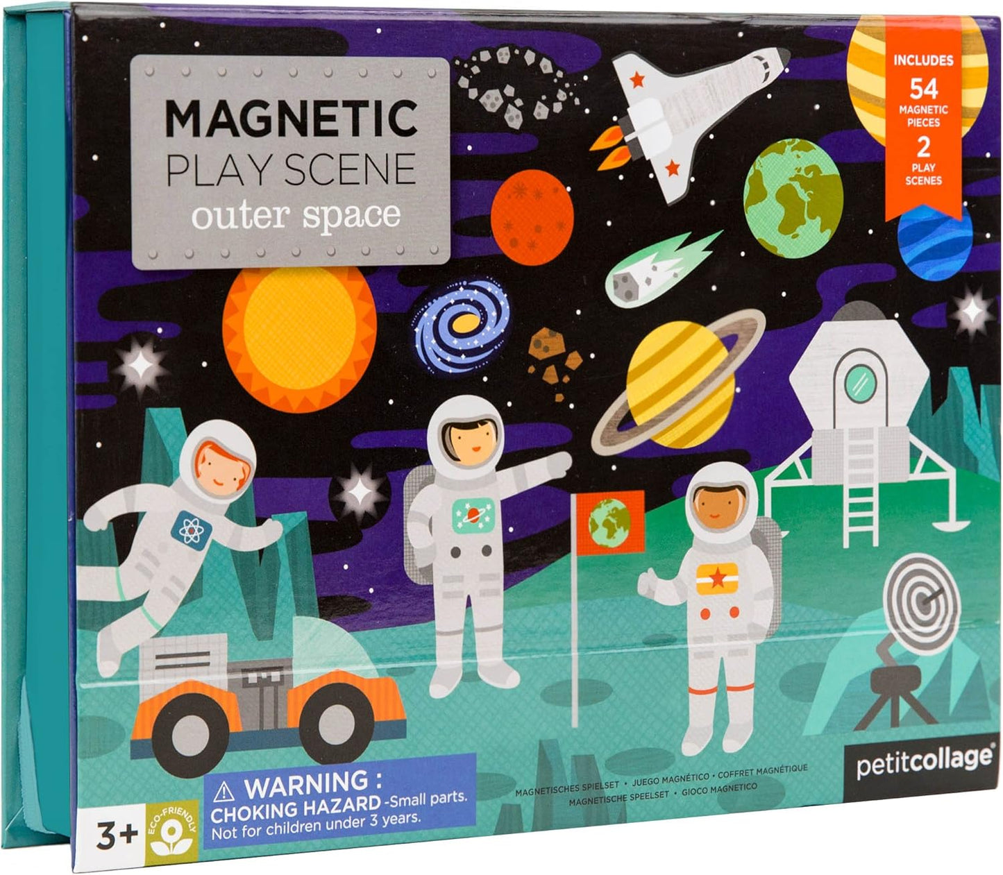 Petit Collage: Animal Friends Magnetic Game Board with Mix & Match, Ideal for Ages 3+, Includes Mag Play Scene Treehouse Party, 74 Count