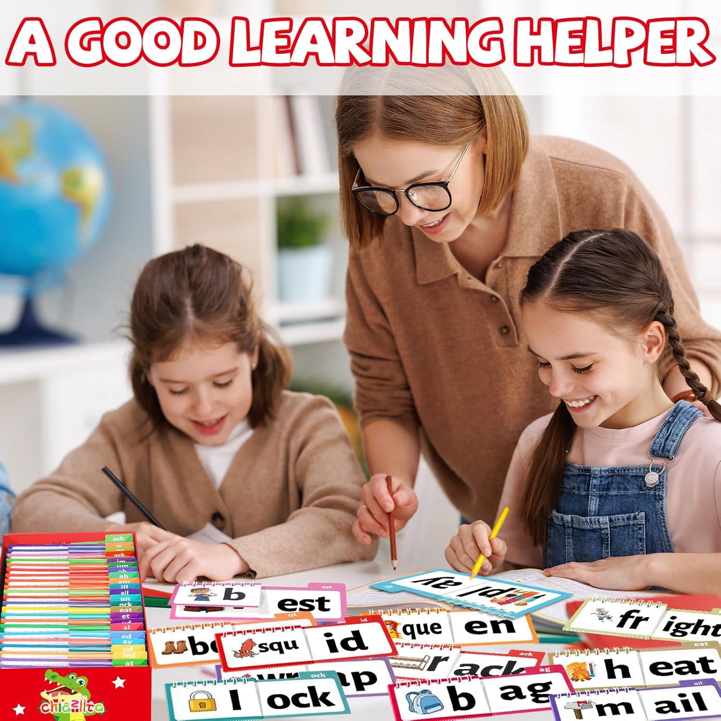 chiazllta 48 Word Family Build Book Spell Read and Rhyme Flip Activity Books ABC Vocabulary Flashcards Learn to Read Games Phonics Flashcards Kindergarten Sight Words Learning Activities for Kids
