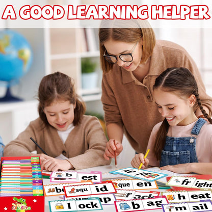 chiazllta 48 Word Family Build Book Spell Read and Rhyme Flip Activity Books ABC Vocabulary Flashcards Learn to Read Games Phonics Flashcards Kindergarten Sight Words Learning Activities for Kids