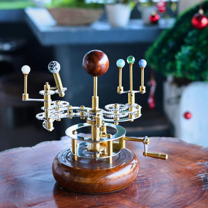 Solar System Model | Educational & Decorative Astronomy Orrery | Premium Brass Mechanical Planetarium (8" Earth & Moon)