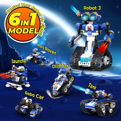 Apitor STEM Robot Toy 6-in-1 Robot Building Kit for Boys Age 8-12, APP Remote Control STEM Coding Toys, Educational Robotics Gifts for Boys Girls Kids Ages 7 8 9 10 11 12 (480 Pieces)