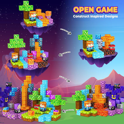 Magnetic Blocks, Magnetic Tiles Building Blocks, Magnet Cubes Toddler Kids Toys, Sensory STEM Toys for 3-5 4-6 5-7 6-8 Year Old Boys Girls Easter Birthday Gifts Travel Outdoor Kids Games (0.8IN/2CM)