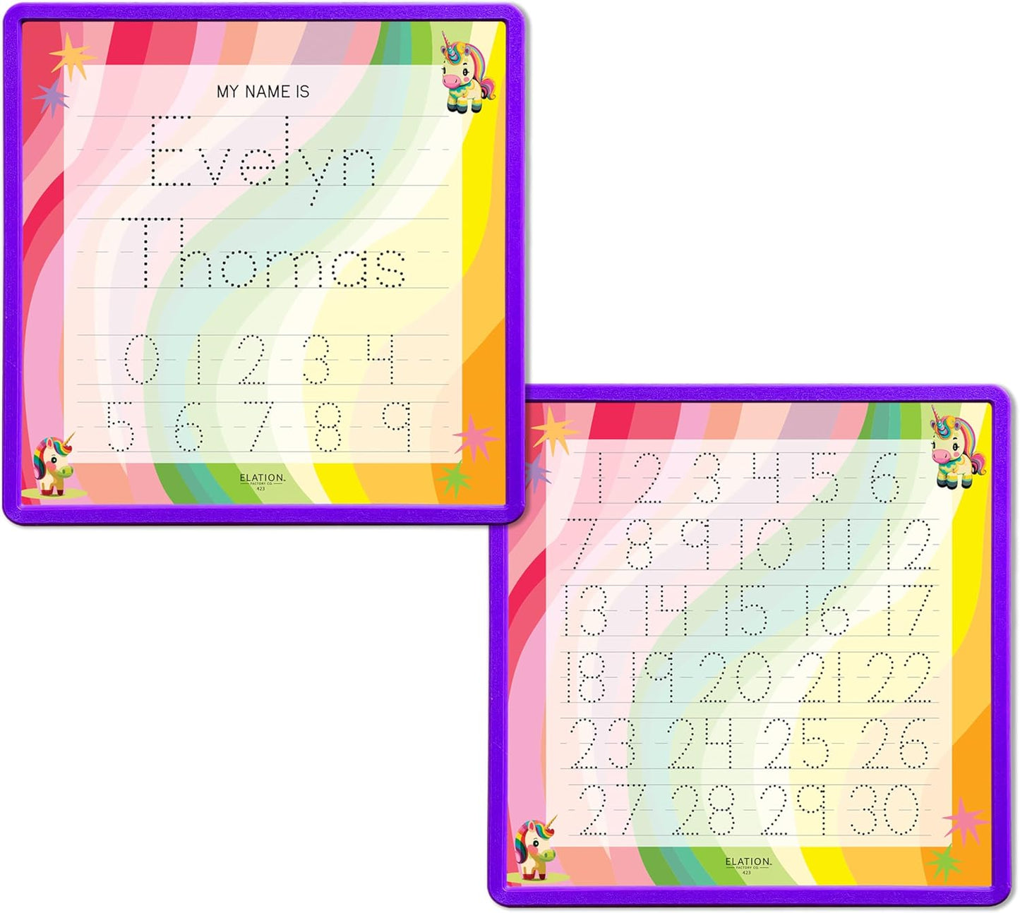 Kid's Name Tracing Board | Dry Erase Letter Tracing | Reusable Name Alphabet Tracing| Number Tracing | Personalized | Baby Unicorn Theme