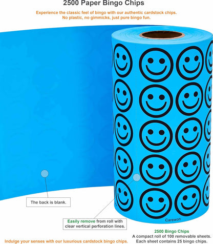 2500 Bingo Chips, Blue (1 of 3 Colors), 3/4", Counting Chips, Math Counter, Reusable or Disposable