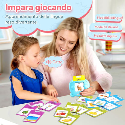 Spanish & English Talking Flash Cards for Toddler, Bilingual Flash Cards Learning Montessori Toys with 224 Sight Words, Speech Therapy Toys for Children Sensory Preschool Education