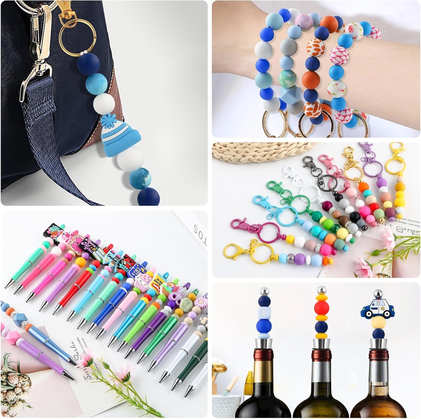 65Pcs 19mm Silicone Beads for Keychain Making Bracelet Necklace, Bulk Round Silicone Beads for Pens（Christmas Green） - Colors A