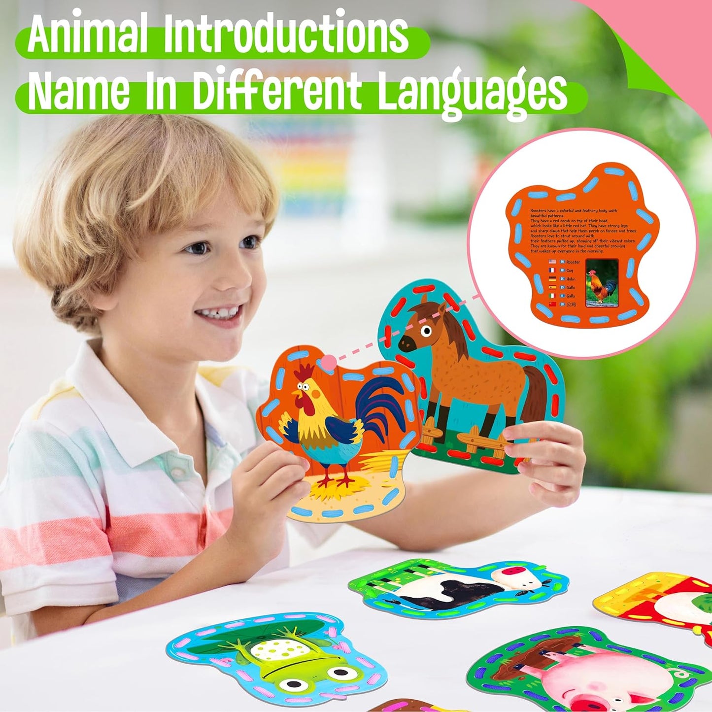 SpriteGru 9 Pieces Kids Lacing Cards, Double Sided Sewing Cards in 9 Vehicle Cards with 9 Colorful Laces, Imagination Development Lacing Toys Games for Children Educational and Learning Activity