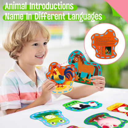 SpriteGru 9 Pieces Kids Lacing Cards, Double Sided Sewing Cards in 9 Vehicle Cards with 9 Colorful Laces, Imagination Development Lacing Toys Games for Children Educational and Learning Activity
