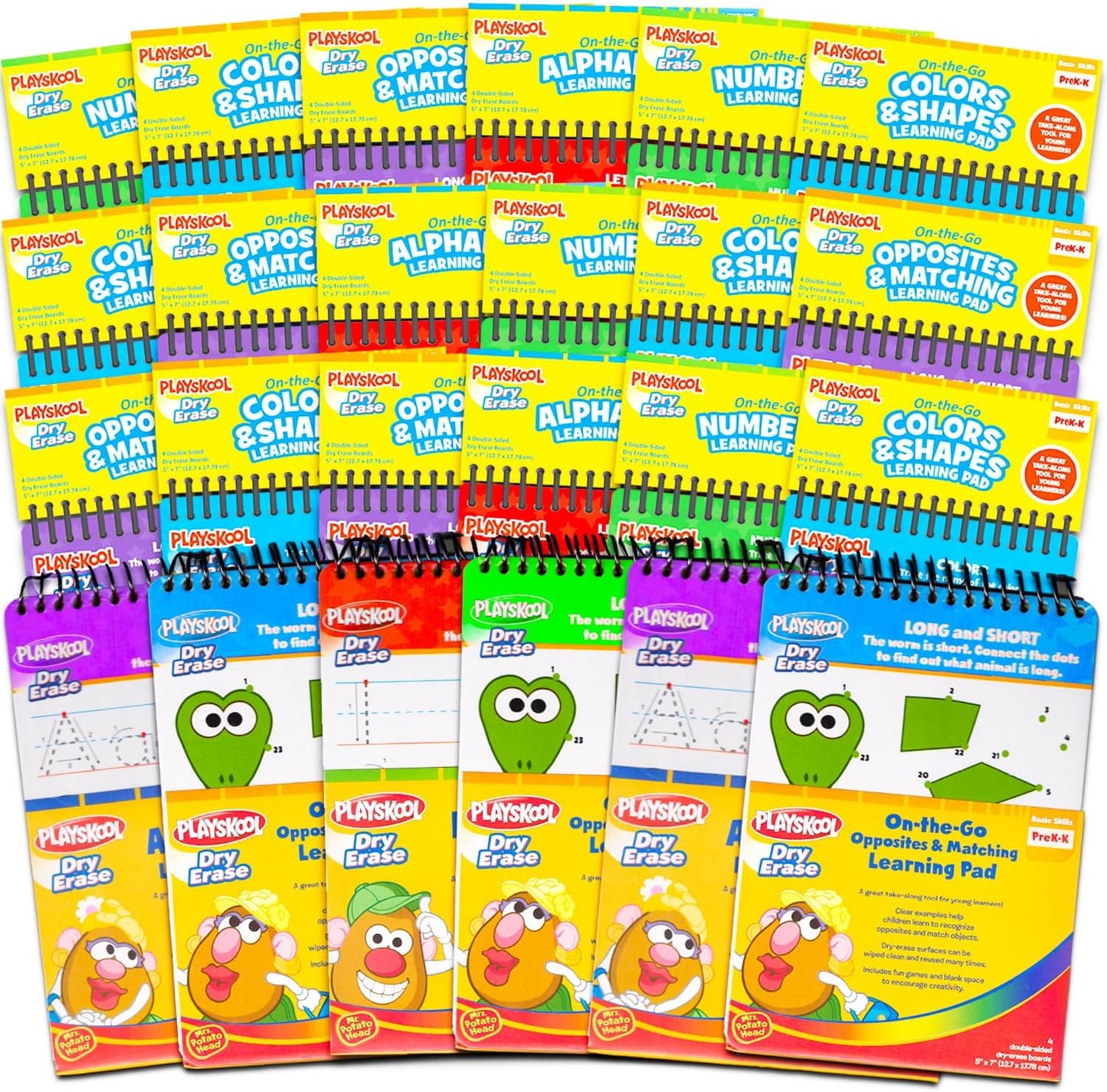 Bulk Write and Wipe Learning Boards Pre K Kindergarten - 24 Dry Erase Alphabet Numbers Handwriting Bundle Tracing Spiral Practice Boards 7"x5" | Playskool Classroom Supplies