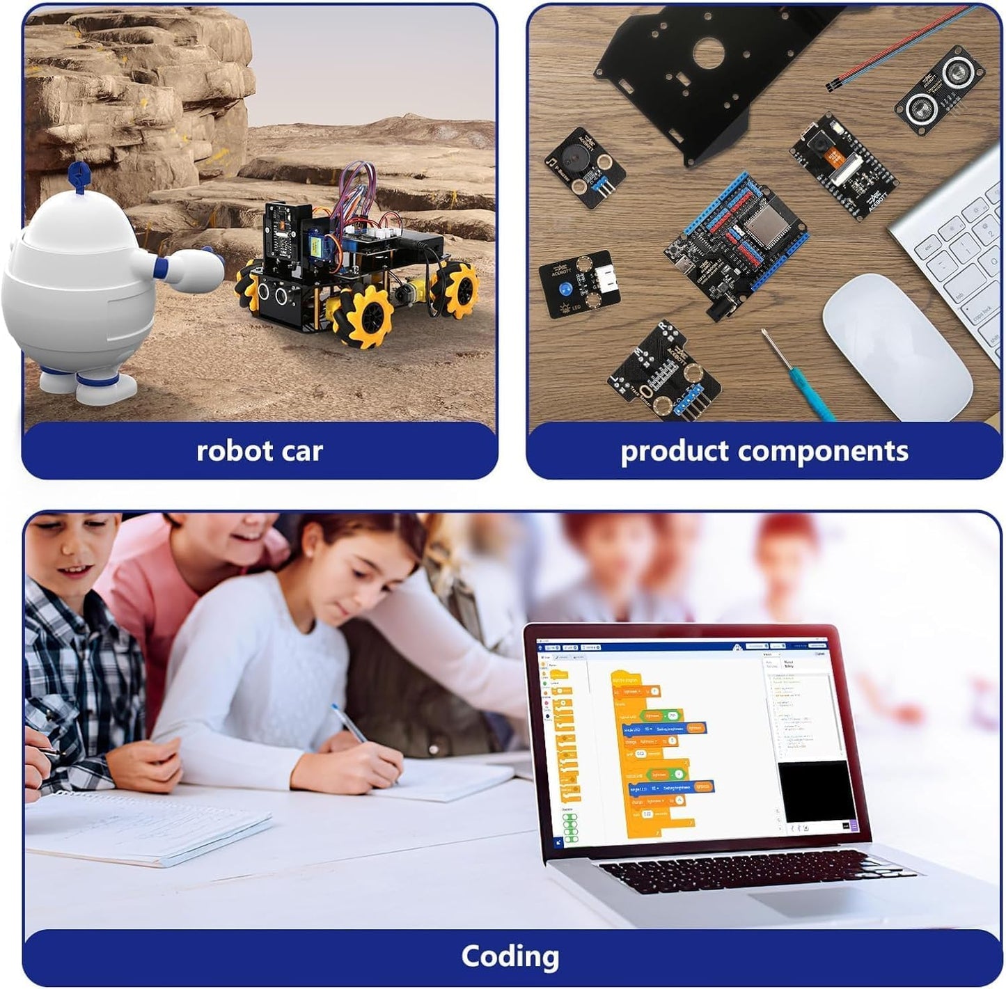 ACEBOTT Smart Robot Car Kit Compatible with Arduino, Robotics for Kids Ages 8-12 12-16, Electronic Programming Project/STEM Science Kits Coding Gifts for Adults and Youths