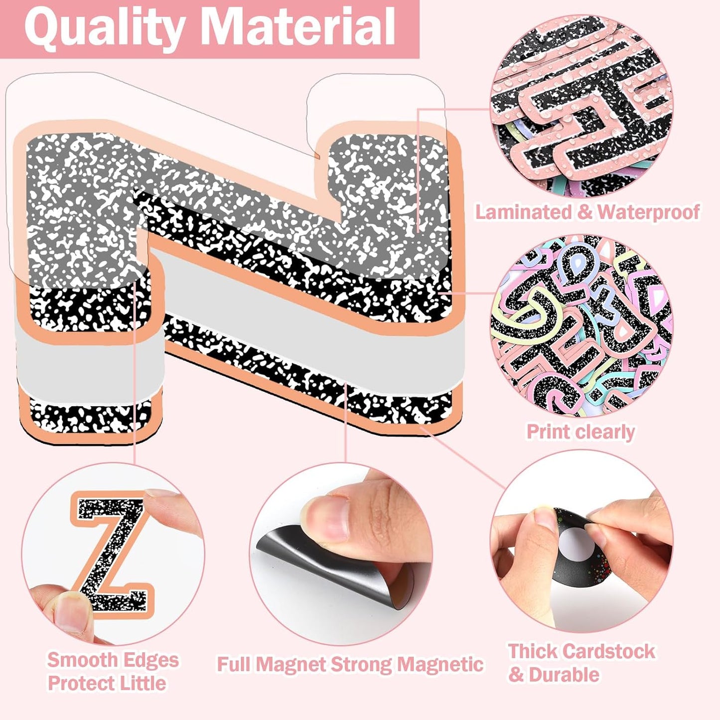 Qyeahkj 103 Pcs Composition Magnetic Letters 2" Pastel Colorful Magnetic Letters for Whiteboard Fridge Magnet Alphabet Kit for Tool for Home Spelling