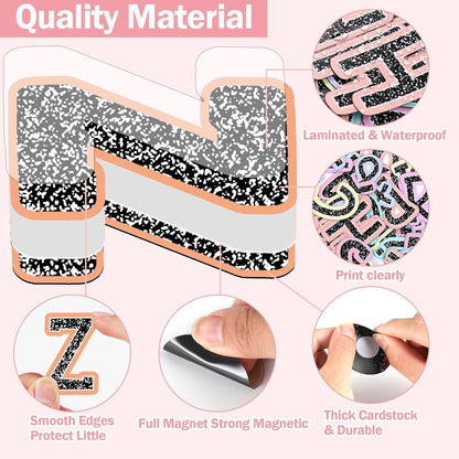 Qyeahkj 103 Pcs Composition Magnetic Letters 2" Pastel Colorful Magnetic Letters for Whiteboard Fridge Magnet Alphabet Kit for Tool for Home Spelling