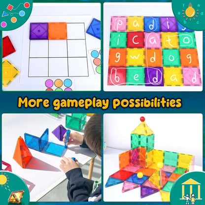 Magnetic Tiles Toddler Toys Magnetic Building Blocks for Kids Ages 3-12 STEM Educational Toys for Girls & Boys Sensory Toys for Kids with Autism Classroom Must Haves Outdoor Toys
