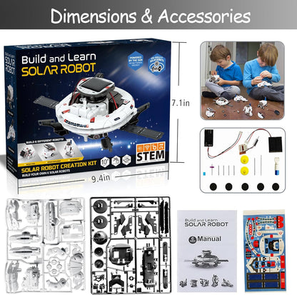 6-in-1 Solar Robot Building Kit for Boys Aged 8-13, Educational Robotic Toys for Kids, Science Kits STEM Toys Birthday Gifts for 8 9 10 11 12 Years Old Boys Girls Teens