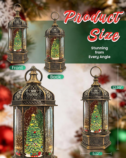Extra Large Christmas Snow Globes Christmas Lantern, 12.99" Musical Snow Globe with 8 Songs, Santa Snowglobe for Kids Adults, 6H Timer Dual Power, Lighted Christmas Decorations Indoor Gifts