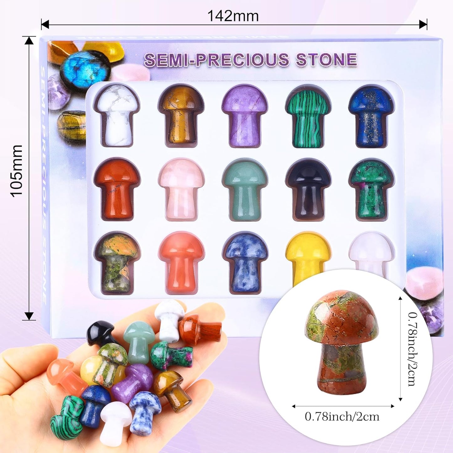 12PCS Natural Star Shaped Gemstones Set 0.8inch Worry Stones Mini Star Crystal Polished Star Pocket Gems Star Shaped for DIY Meditaion Reiki Balancing Decor Rock Kids Beginners