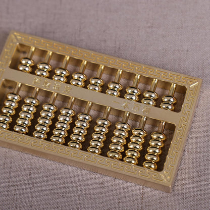 Brass Mini Abacus, Copper Decoration, Chinese Calculator Math Tool for Kids Adults, Gold (09-1)