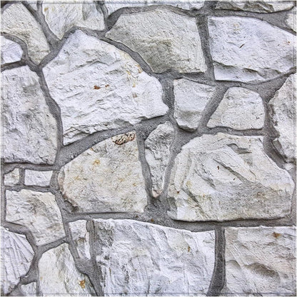COMSTICKC 3D Faux Gray Stone Wall Sticker Peel and Stick Wall Panels,10 Pcs of 12"X12",Ultra-Light Thin PVC Decorative Tiles Rocks Stone Backsplash Interior Decor,Paintable