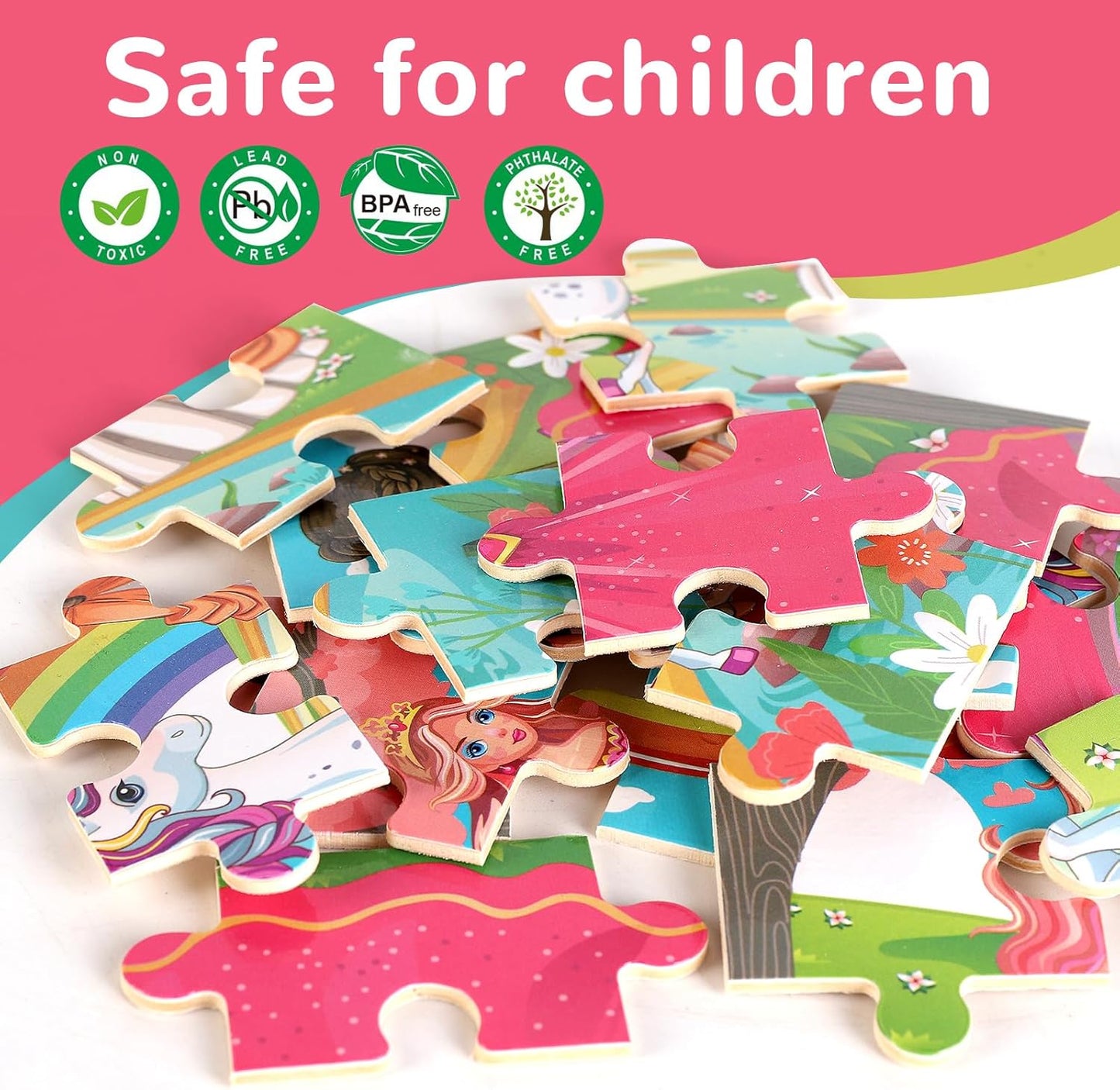 Wooden Puzzles Toys for Kids Ages 3-5, Set of 4 Packs with 20-Piece Farm, Animals Theme Wood Jigsaw Puzzles, Preschool Educational Brain Teaser Toys for Boys and Girls 3-6 Years Old.