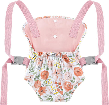 GAGAKU Baby Doll Carrier for Little Girls, Reborn Doll Accessories for Toddlers 3+ Years Old, Kids Toy Baby Dolls Sling Carrier - Pink - Moonflower
