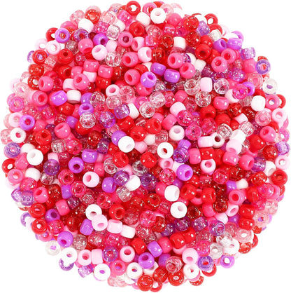 UPINS 1200Pcs Christmas Pony Beads Friendship Plastic Small Hair Beads Red Green White Pony Beads for Necklace Supplies (Christmas)