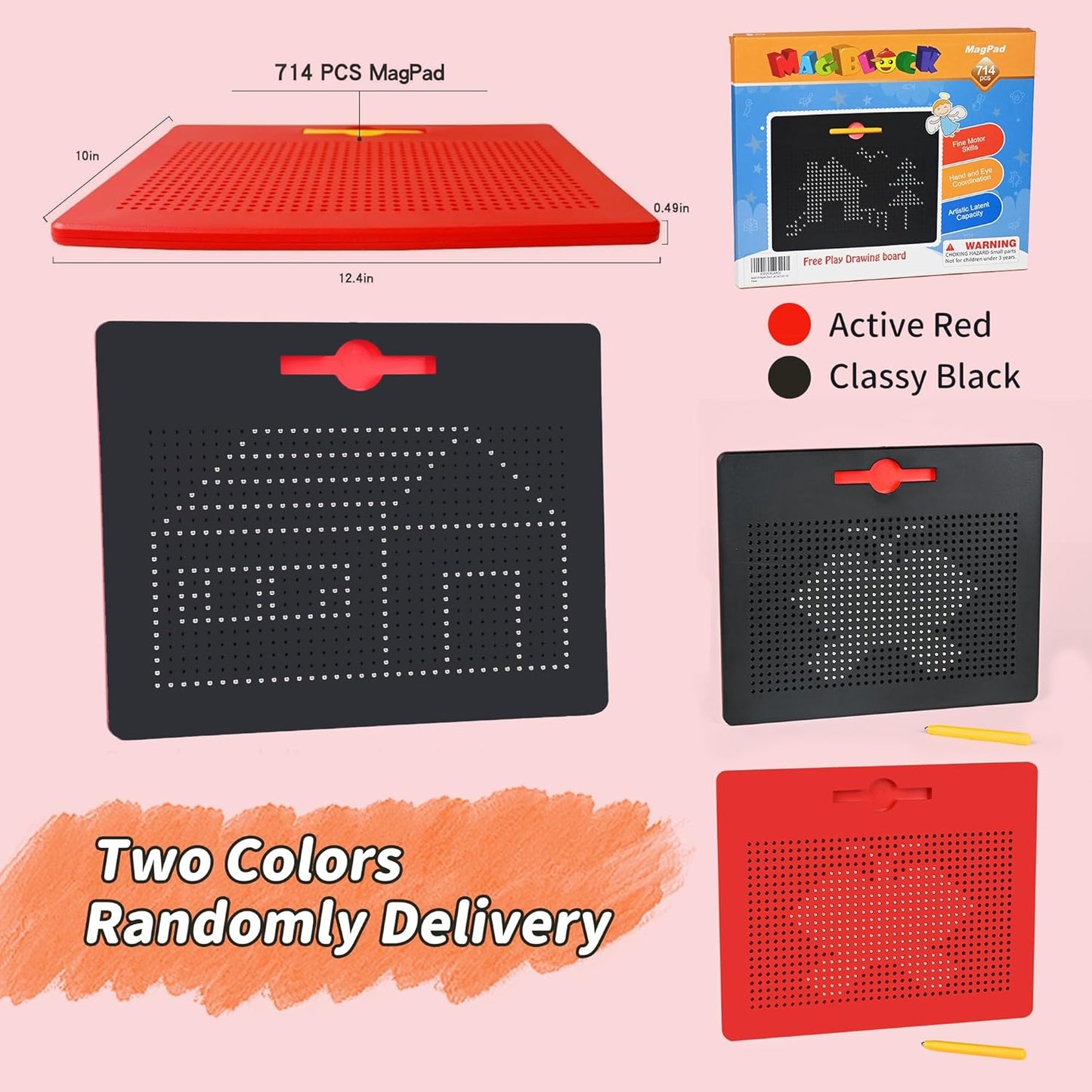 MAGBLOCK Magnetic Drawing Board Kids Writing Pad with Magnet Pen, Portable Educational Toys for Toddlers Kids Boys and Girls,Gifts Ideal for Travel and Road Trips (8.58in x6.89in)
