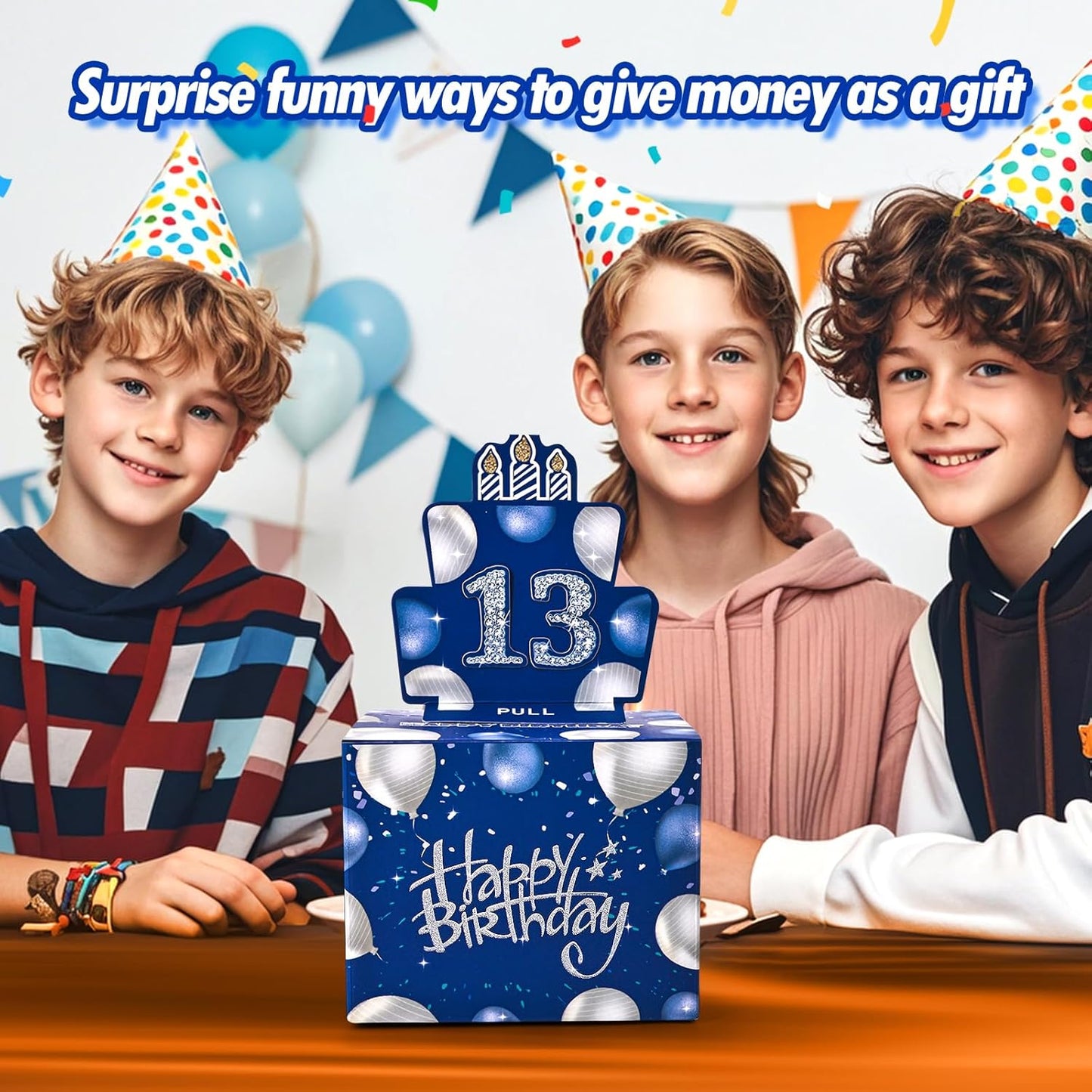 10 Happy Birthday Money Box for Cash Gift, 10th Birthday Decorations for Boys and Girls, Gifts for 10 Year Old Boy, Boy Gift Ideas, Cool Things for Teen -Blue with 100PCS Bags