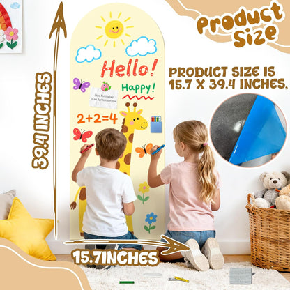 8 PCS Magnetic Wall Decals for Kids Magnetic Chalkboard Peel and Stick Magnet Sheets Board Sticker Tangram Puzzle Self Adhesive Contact Paper Dry Erase Blackboard for Playroom Homeschool 15.7"x10.4"
