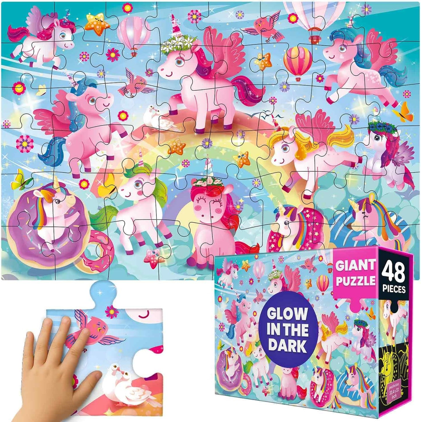 QUOKKA Floor Puzzles for Kids Ages 4-8 – 2x3 FT Giant Search and Find Jigsaw – 48 Large Pieces – Above and Beyond Observational Scene – Educatinal Montessori Toy with Gift Box – Fun Learning Activity
