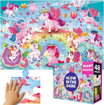 QUOKKA Floor Puzzles for Kids Ages 4-8 – 2x3 FT Giant Search and Find Jigsaw – 48 Large Pieces – Above and Beyond Observational Scene – Educatinal Montessori Toy with Gift Box – Fun Learning Activity