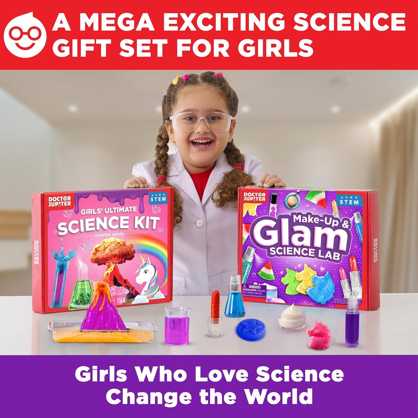 Doctor Jupiter Preschool Science Kit for Kids Ages 3-5 | Toddler Learning Activities, Birthday Gift Ideas for 3-4-5 Year Old Girls | Learning & Educational Toy STEM Kit with 100+ Experiments
