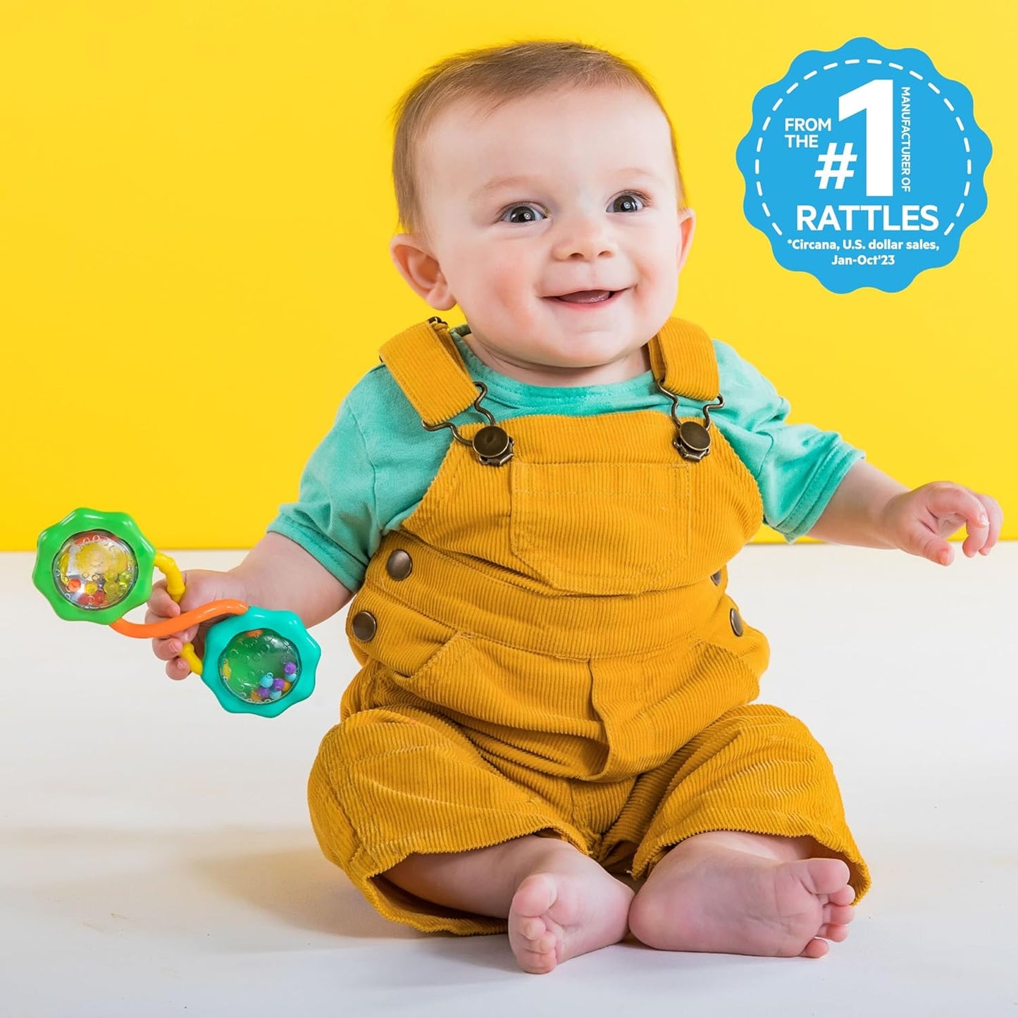 Bright Starts Soothers & Shakers 7pc Gift Set - BPA-Free Baby Rattles, Teethers and Stroller Toys, Unisex, Newborn+