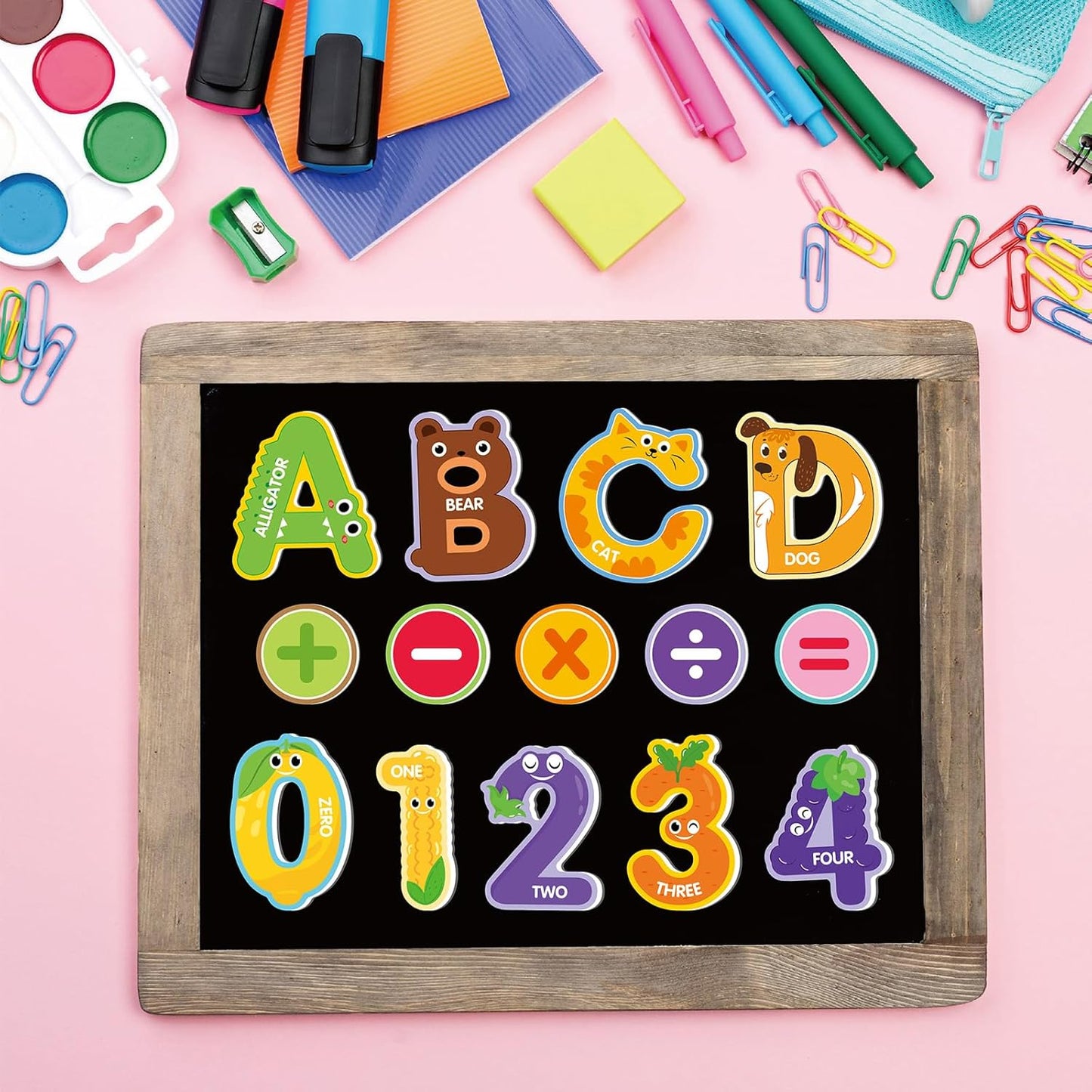 Magnetic Letters and Numbers for Fridge, Cute Colorful Animal Alphabet 26 Uppercase Letters 0-9 Numbers, Fridge Magnets Set for Learning Spelling Girls