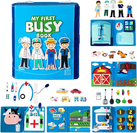 Daily Life of Girls Busy Book for Toddlers,Montessori Busy Books,Preschool Felt Busy Quiet Book Learning Life Skills,House Pretend Play Dress UP Game,Montessori Toys for 3 4 5 Years Autism Sensory