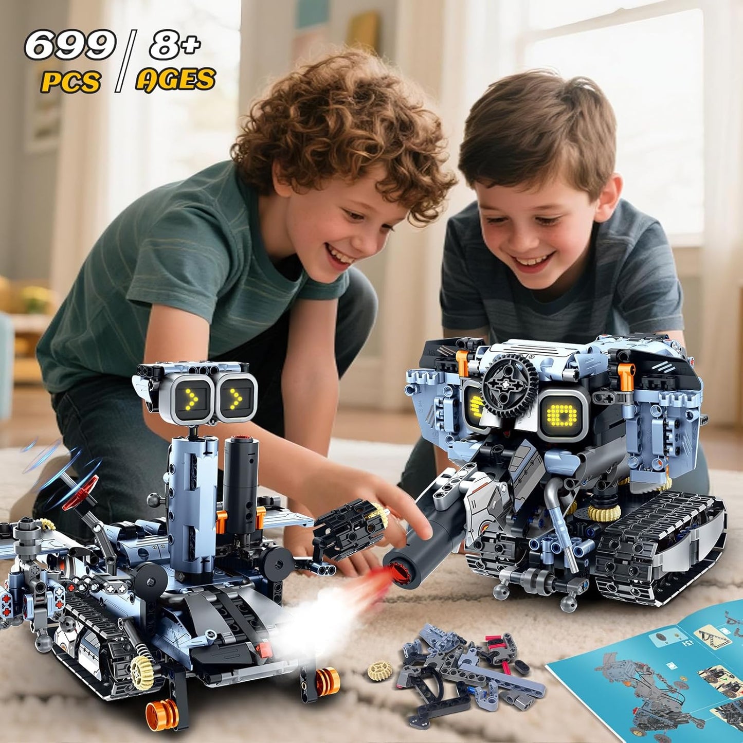 HiWEEGO Changeable LED Eyes Robot Building Set- 5 in 1 Remote & App-Controlled Robotic Building Block RC Elephant/Bulldozer/Tank/Tracked Model Kit Toys Gift for Kids Boys Girls Teens Age 12+ Years Old