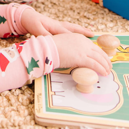 Melissa & Doug Pet Animals Jumbo Knob Puzzle, Wooden Peg Puzzle for Toddlers, Educational Toy for Shape Recognition and Fine Motor Skills, Ages 1+