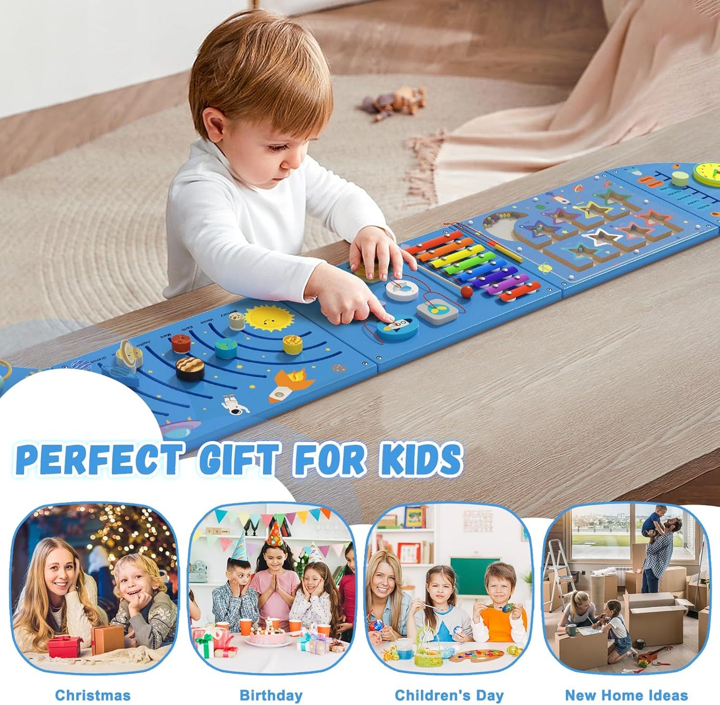Unicorn Sensory Wall Panel for Kids - Activity Wall Busy Board Panels, Montessori Toddler Wall Activity Board, Wall Toys for Toddlers 3, Activity Cube, Perfect for Toddler Playroom, Pink