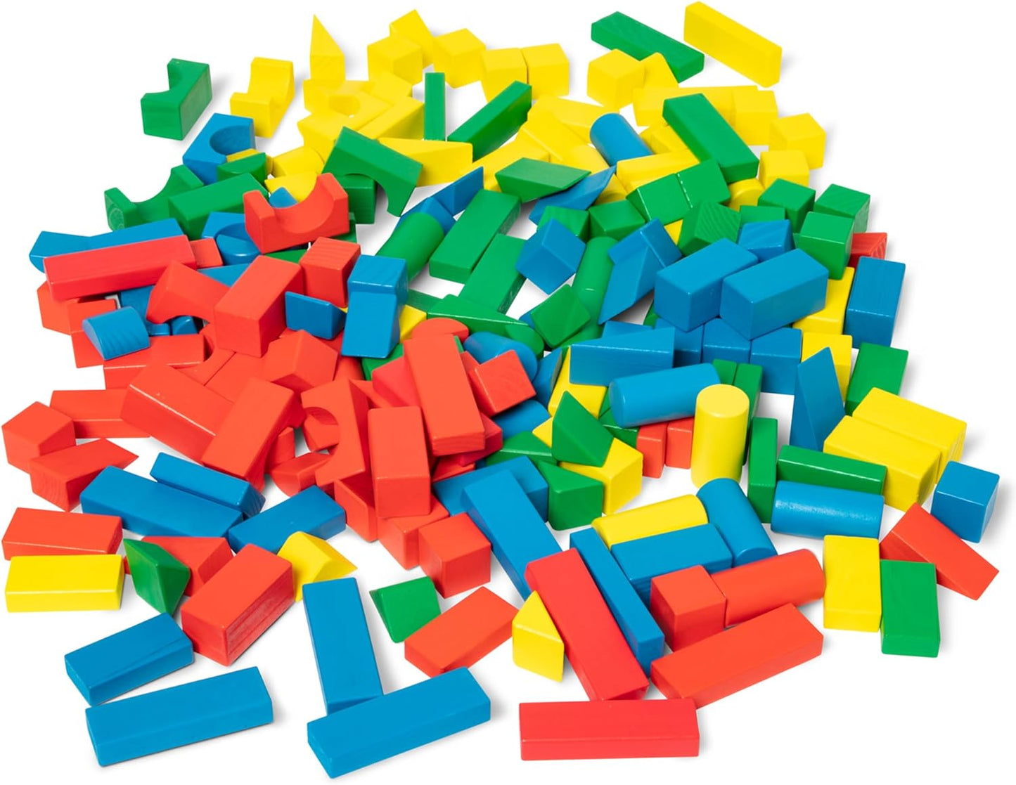 Melissa & Doug Wooden Building Block Set - 200 Blocks in 4 Colors & 9 Shapes