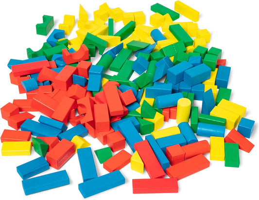 Melissa & Doug Wooden Building Block Set - 200 Blocks in 4 Colors & 9 Shapes