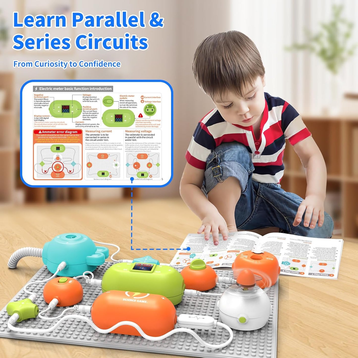 Electronic Circuit Building Blocks STEM Toy, 31PCS Modules with Fan, RGB Light & Vacuum Device, 118 DIY Projects, No Welding Tool-Free Science Kit, Gift for Kids Boys Girls 3-12