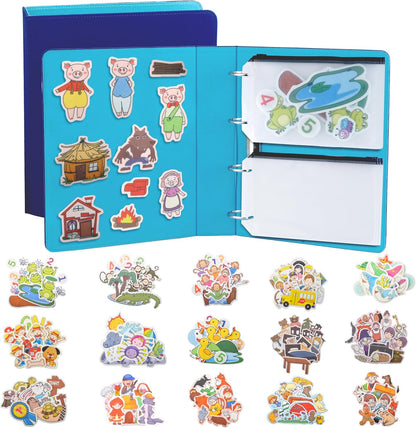 CHEFAN 16 Pack Felt Board Stories Set,Flannel Board Stories with a Felt Storage Binder for Preschool Activities,Included 5 Little Ducks,Wheels On Bus,Three Little Pigs and Little Red Riding Hood