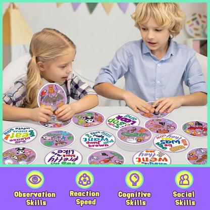 Edulok Memory Card Game, Kids Sight Word Piles Card Games, Animal Table Match Game for Toddlers, Indoor Recess Family Games, Preschool Classroom Reading Games, Homeschool Supplies
