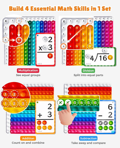 JoyCat Multiplication Flash Cards + Chart- 156 Hole Punched Math Game Flashcards for Kids Ages 8 and Up, Times Table Manipulatives for Preschoolers 3rd,4th,5th,6th Grade