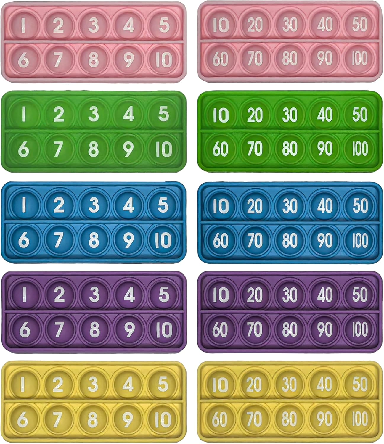 Ten Frame Pop Math Manipulatives - Set of 10 Silicone Fidget Toys for Kindergarten Classrooms - Engaging Educational Counting & Addition Toys for Kids 3 4 5 Years Old