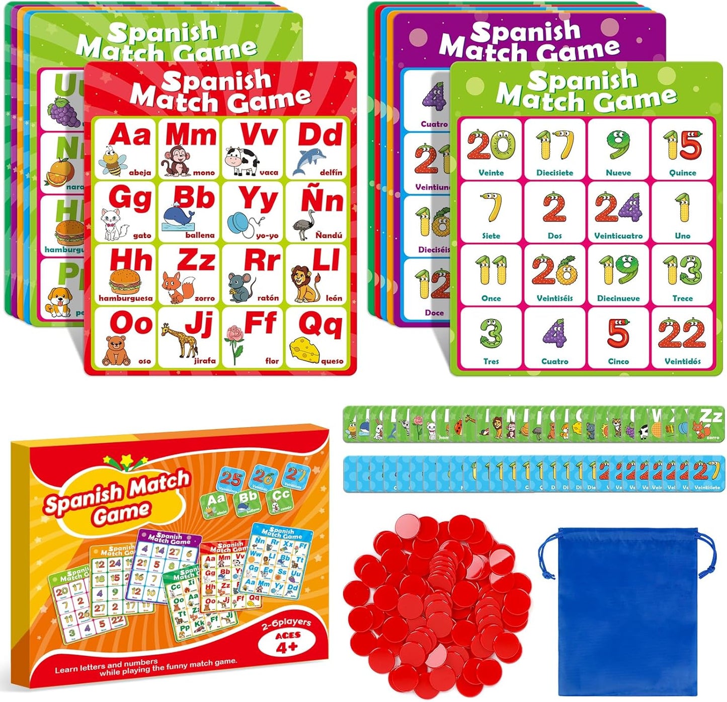 Quilinz Alphabet Bingo Game,Letter/Number/Sight Word Bingo Game for Kids,ABC and 123 Bingo Board Games for Kids 4-6,Alphabet Learning Toys for Kindergarten,Matching Game,Perfection Game for Kids