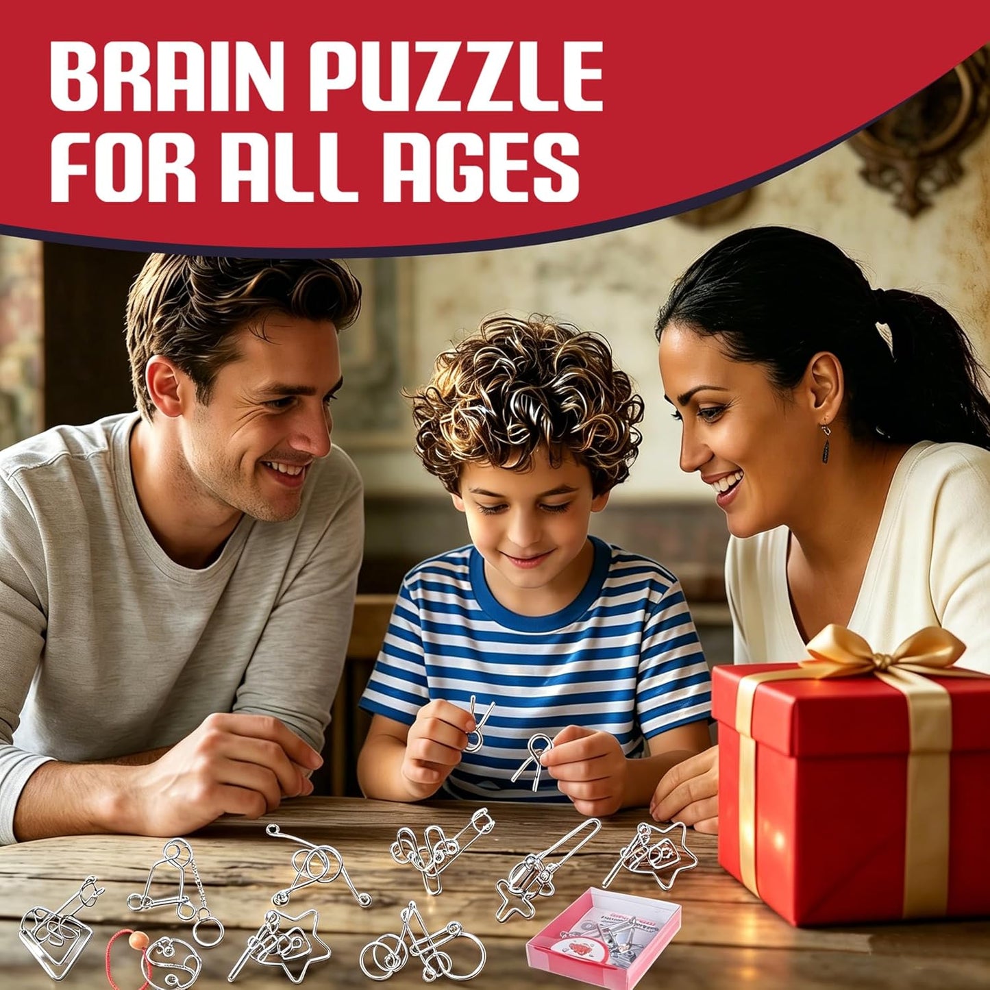 Metal Puzzles Brain Teaser, 24pcs Metal Wire Puzzles for Adults Kids Teenagers, Classical Mini Mind Ring Puzzle Set, Educational IQ Unlock Interlocking Toy Lock Puzzle Gift Set