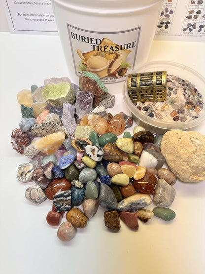 Gallon Raw and Tumbled Gemstone Crystal Mining Bucket/Kids and Adults/Geology/Unique Gifts/Educational/Crackable Geode