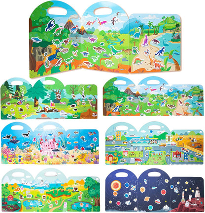Jelly Reusable Sticker Books for Toddlers 1-3 2-4 Years, Portable Travel Toys Sticker Activity Book for Kids 2 3 4 Year Old Girls Boys (Animals)